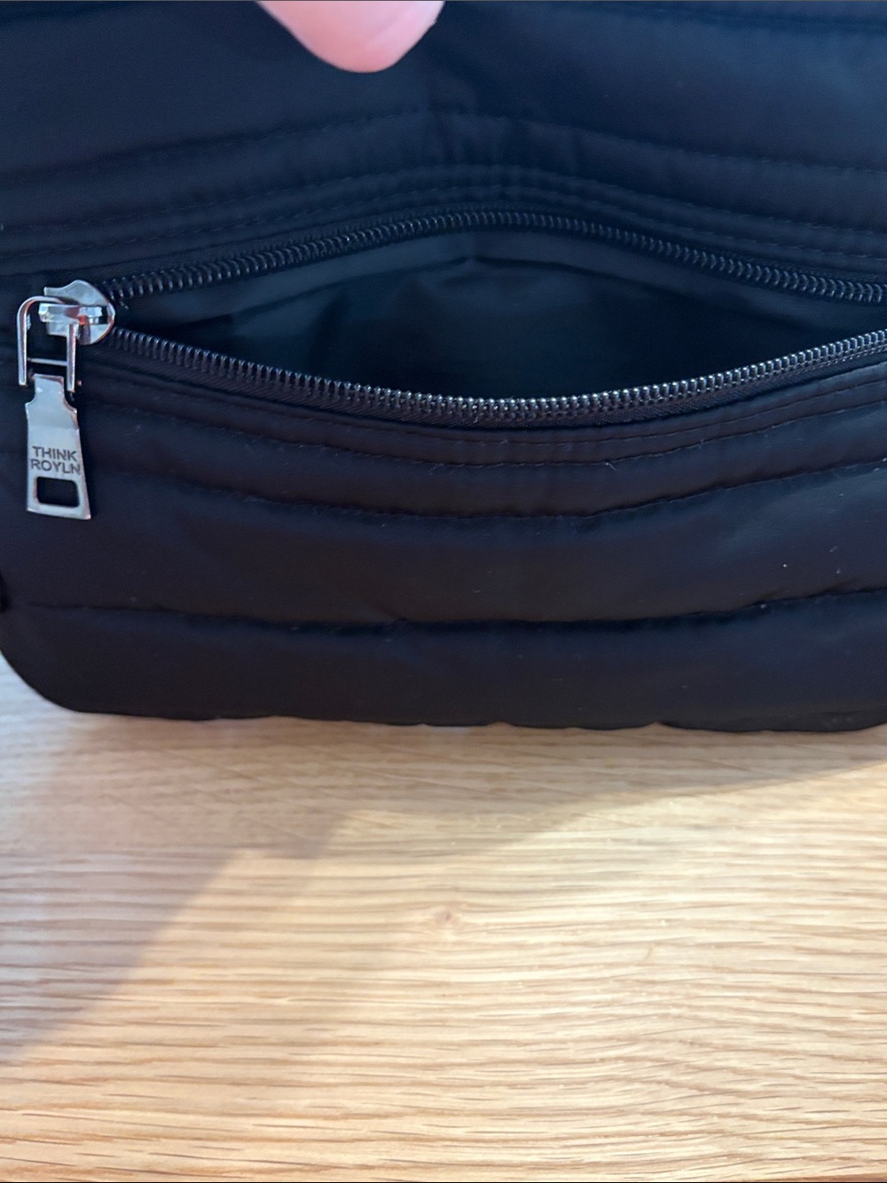 Think Royln Black Quilted Crossbody Bag with Red & Grey Long & Short GuitarStrap - Picture 9 of 11